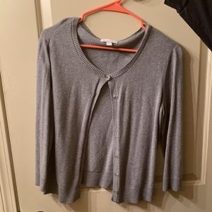 gray cardigan